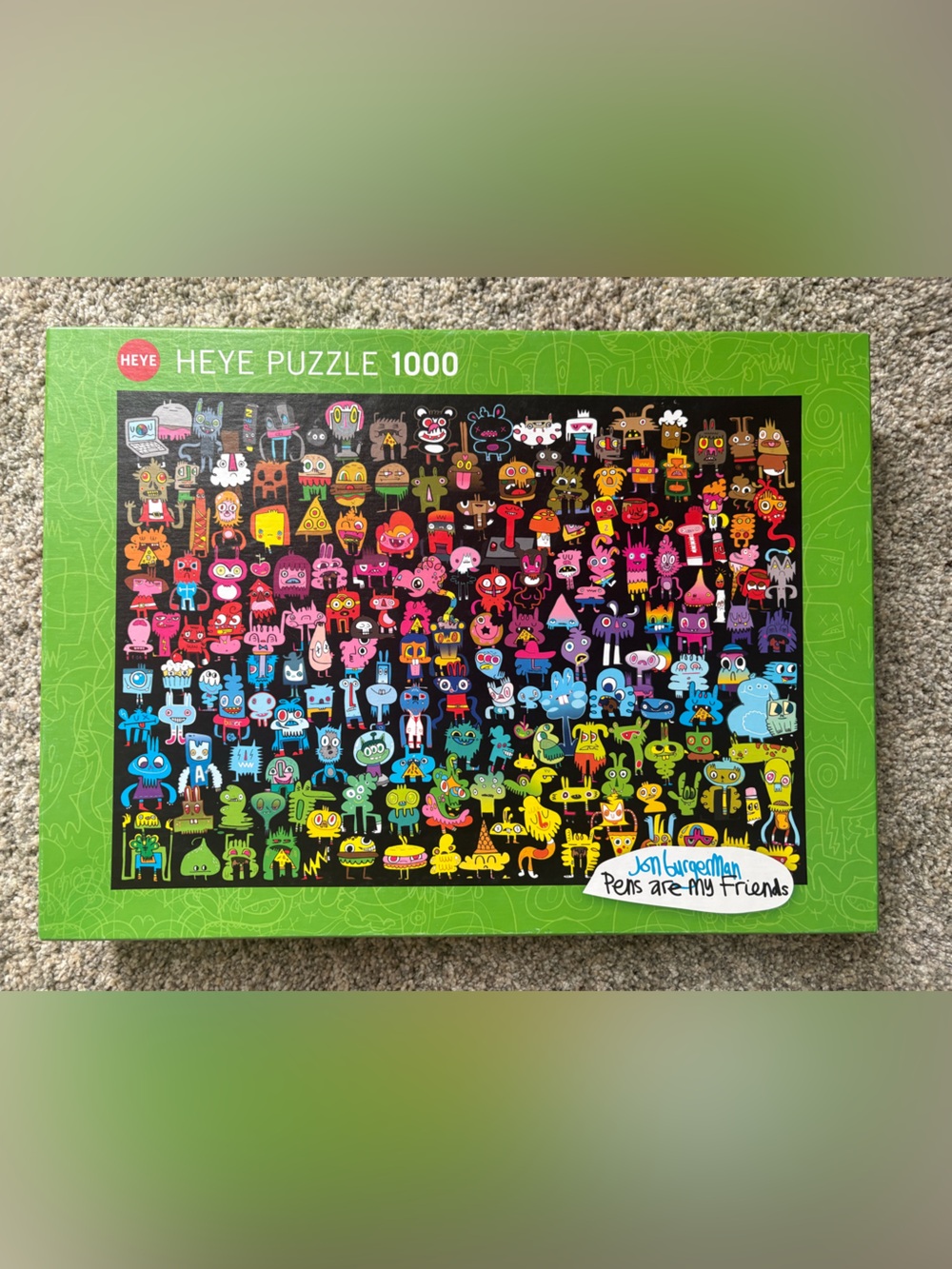 1000-Piece 'Pens Are My Friends' Colorful Monsters Puzzle, Doodle Rainbow, Heye